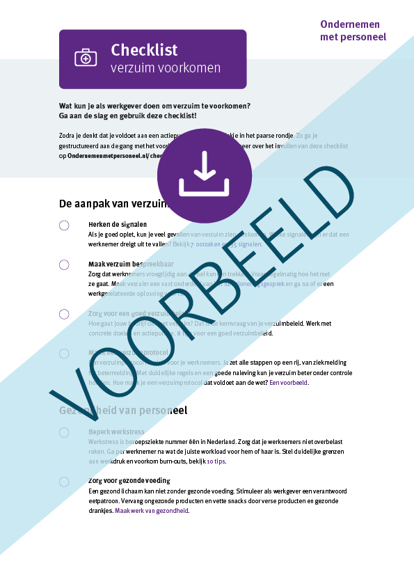 Gratis voorbeeld checklist verzuim voorkomen