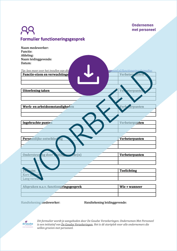 Gratis voorbeeld functioneringsgesprek formulier